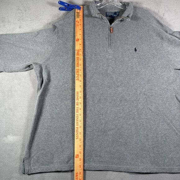 VTG Polo Ralph Lauren Sweater 2XL Gray 1/4 Zip Pullover Long Sleeve Golf Preppy - Picture 6 of 11